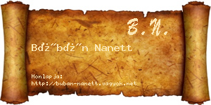 Búbán Nanett névjegykártya